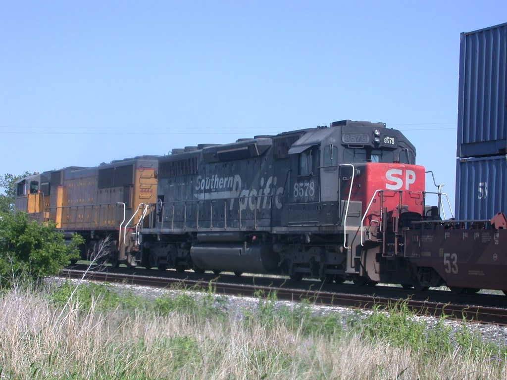 SP 8578  3May2008  EB as the second unit with UP 4444  